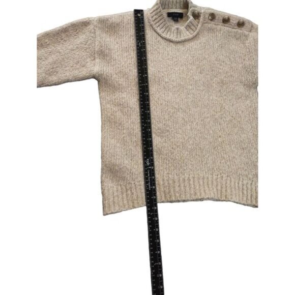 J Crew Womens Beige XXS Wool Blend‎ Button Shoulder Sweater Mock Neck Classic - Picture 5 of 11